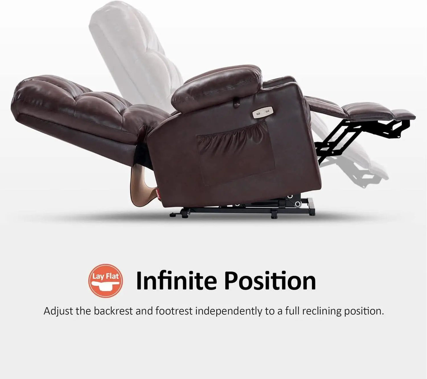 Dark Brown Lift Recliner With Massage For Elderly People from PriceLows™