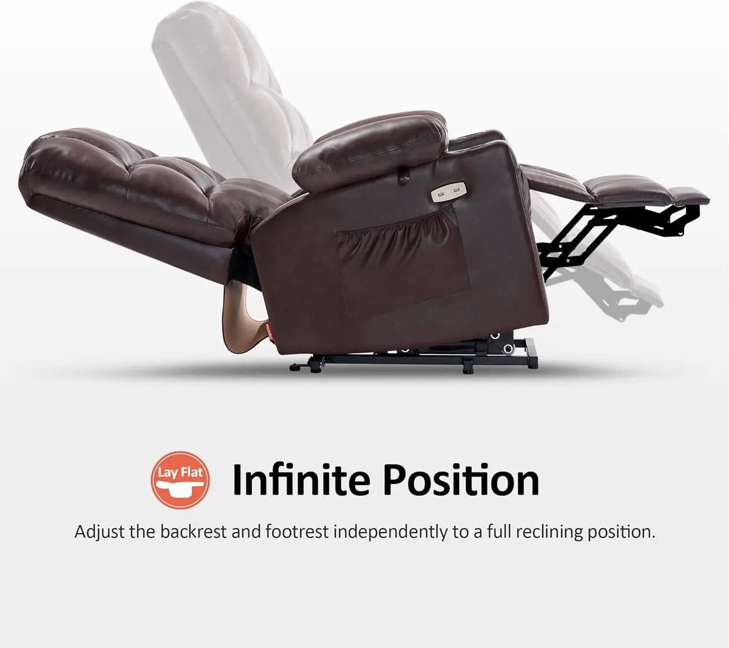 Dark Brown Lift Recliner With Massage For Elderly People from PriceLows™