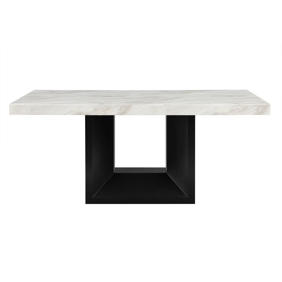 Sheena Dining Table | 70 Inch Width | Faux Marble Top | Natural Wood Look