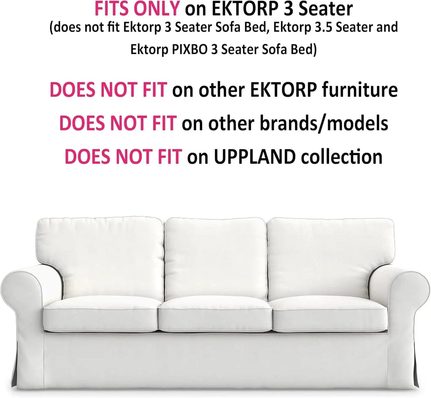 IKEA Ektorp 3 Seat Sofa Slipcover White Replacement from PriceLows™
