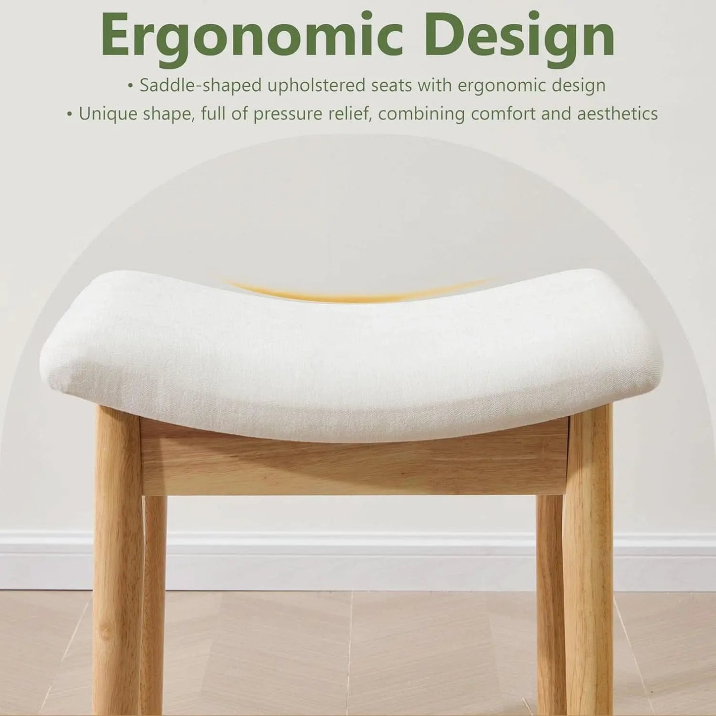 Beige Velvet Upholstered Vanity Stool 18 Inch Chair from PriceLows™