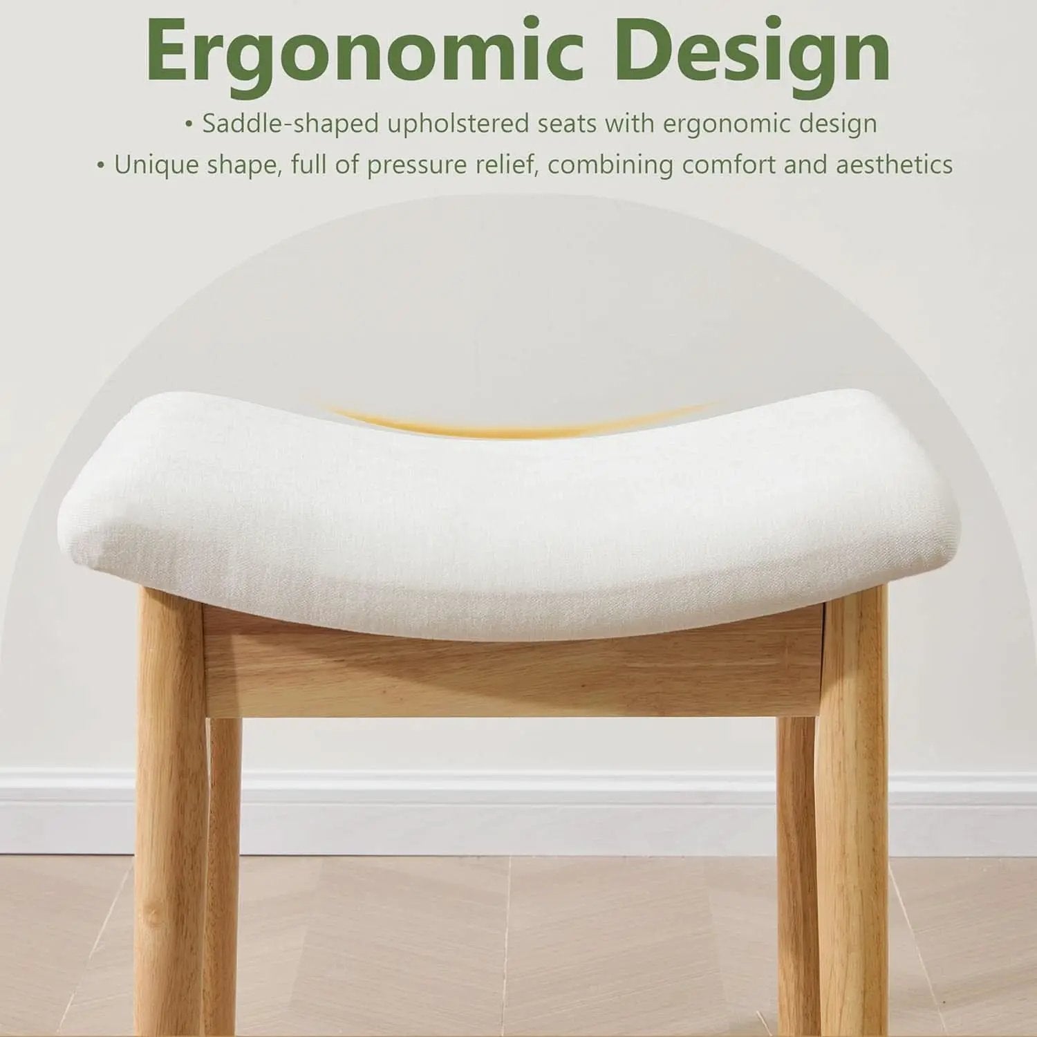 Beige Velvet Upholstered Vanity Stool 18 Inch Chair from PriceLows™