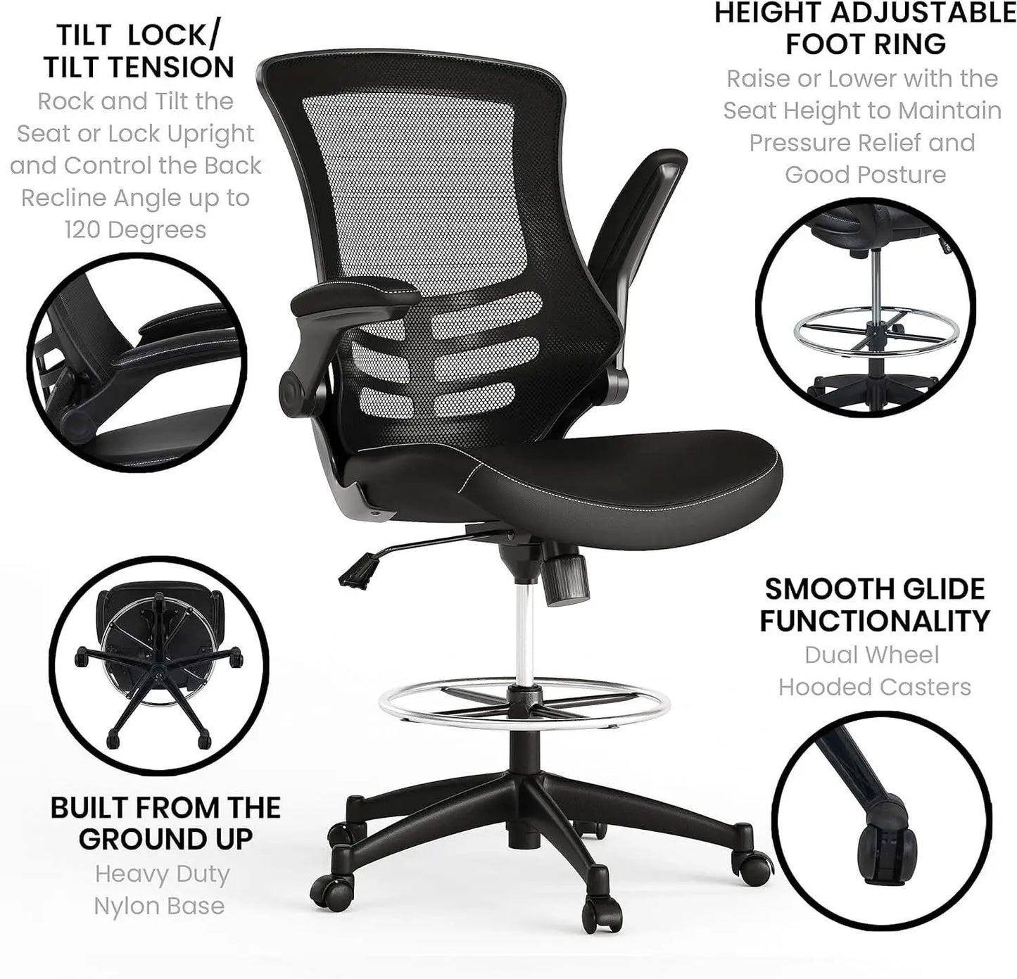 Kelista Mid Back Swivel Ergonomic Office Chair Black from PriceLows™