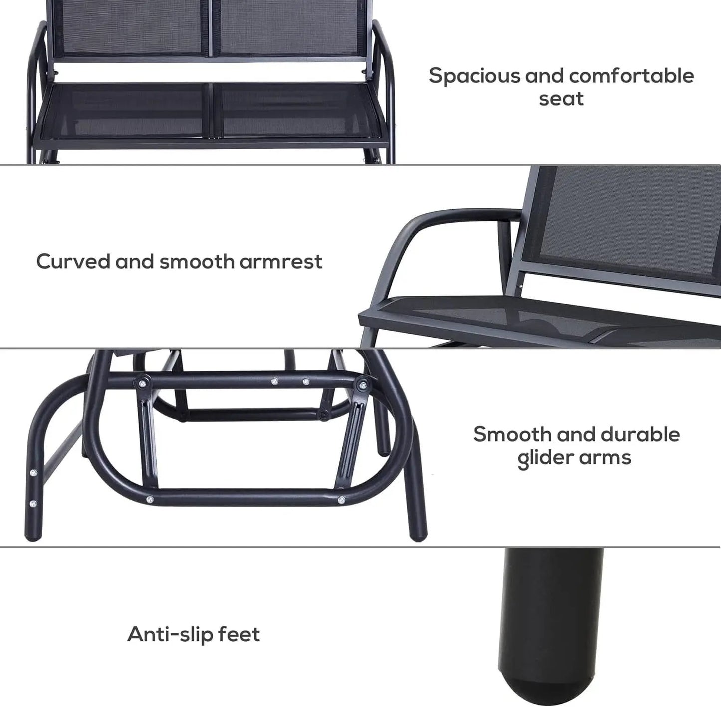 Two Person Outdoor Glider Bench with Steel Frame from PriceLows™