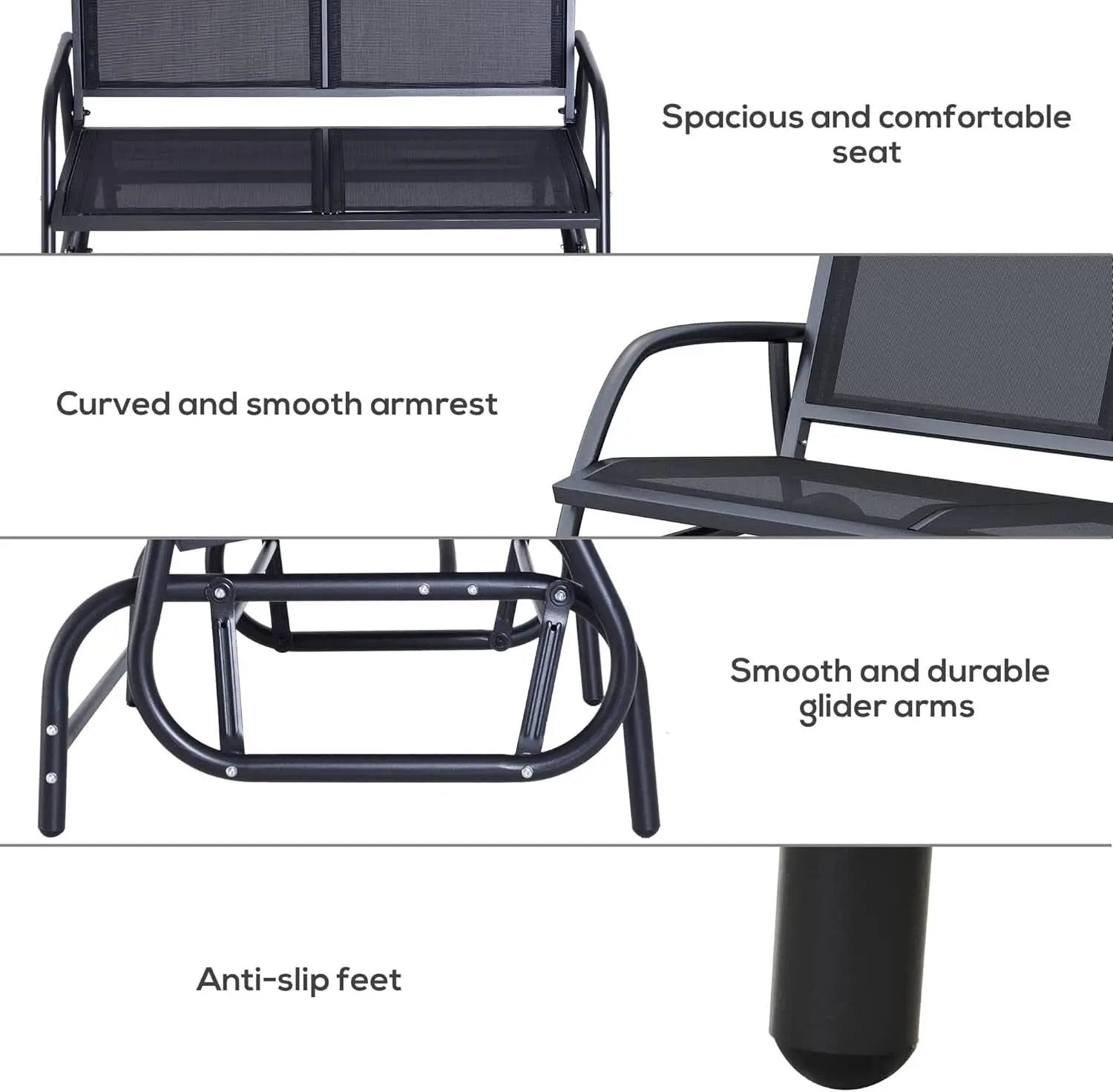Two Person Outdoor Glider Bench with Steel Frame from PriceLows™
