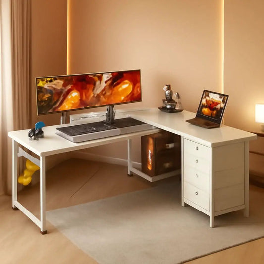 L Shaped Desk 61 Inch With USB Ports For Home Office from PriceLows™