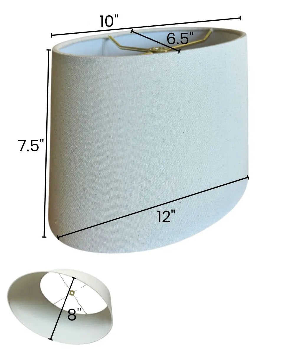 Oval Drum Lampshade | Premium Linen | 6.5X10 Top 8X12 Bottom 7.5H | Light Oatmeal