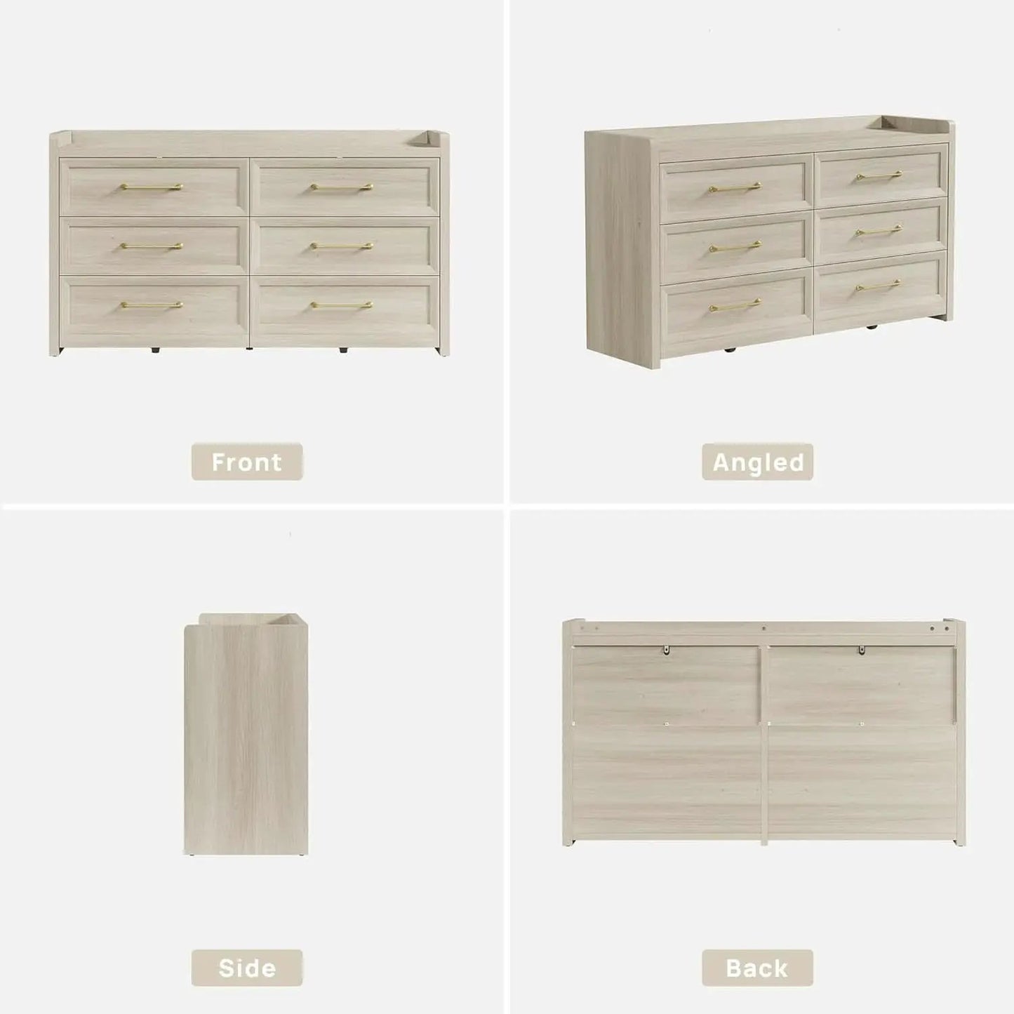 56InchExtraWideGreyOakDresser With LargeStorage Drawers from PriceLows™
