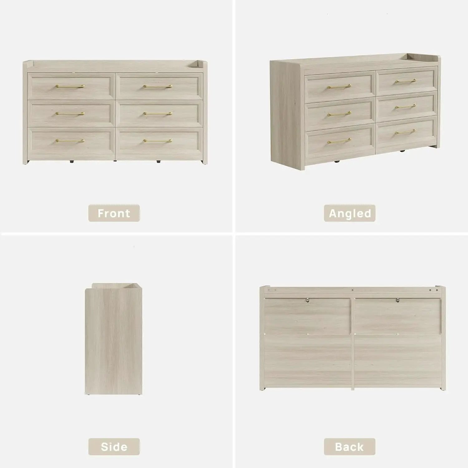 56InchExtraWideGreyOakDresser With LargeStorage Drawers from PriceLows™