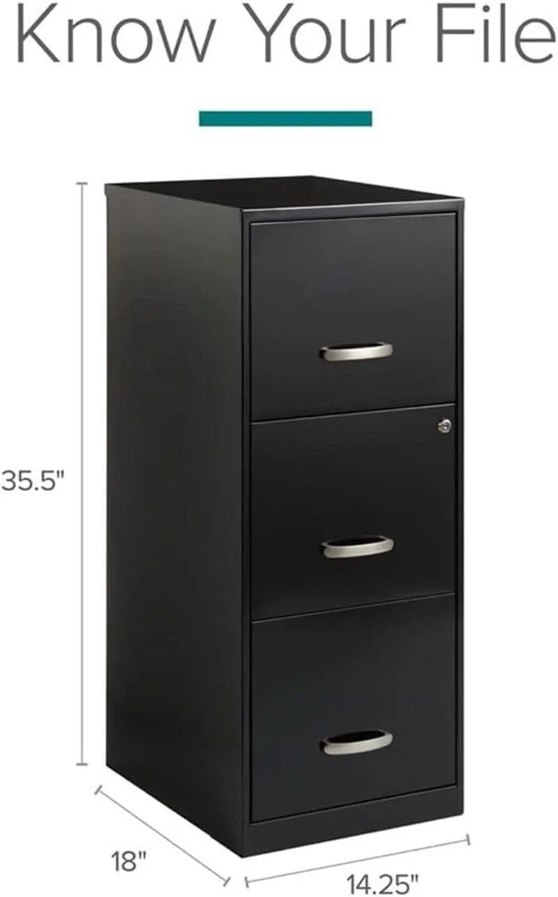 Cooper 3-Drawer Letter File Cabinet Black for Office from PriceLows™