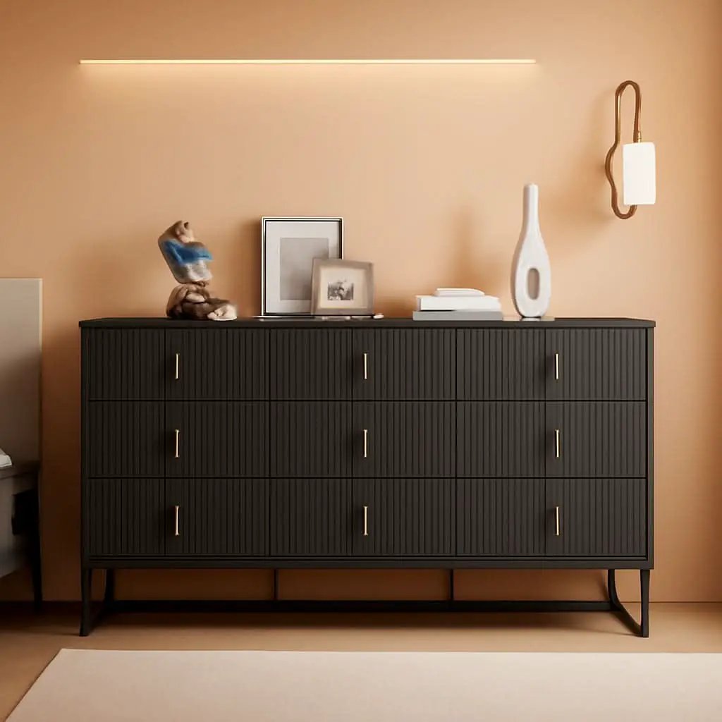 Matte Black Nine Drawer Organization Storage Cabinet from PriceLows™