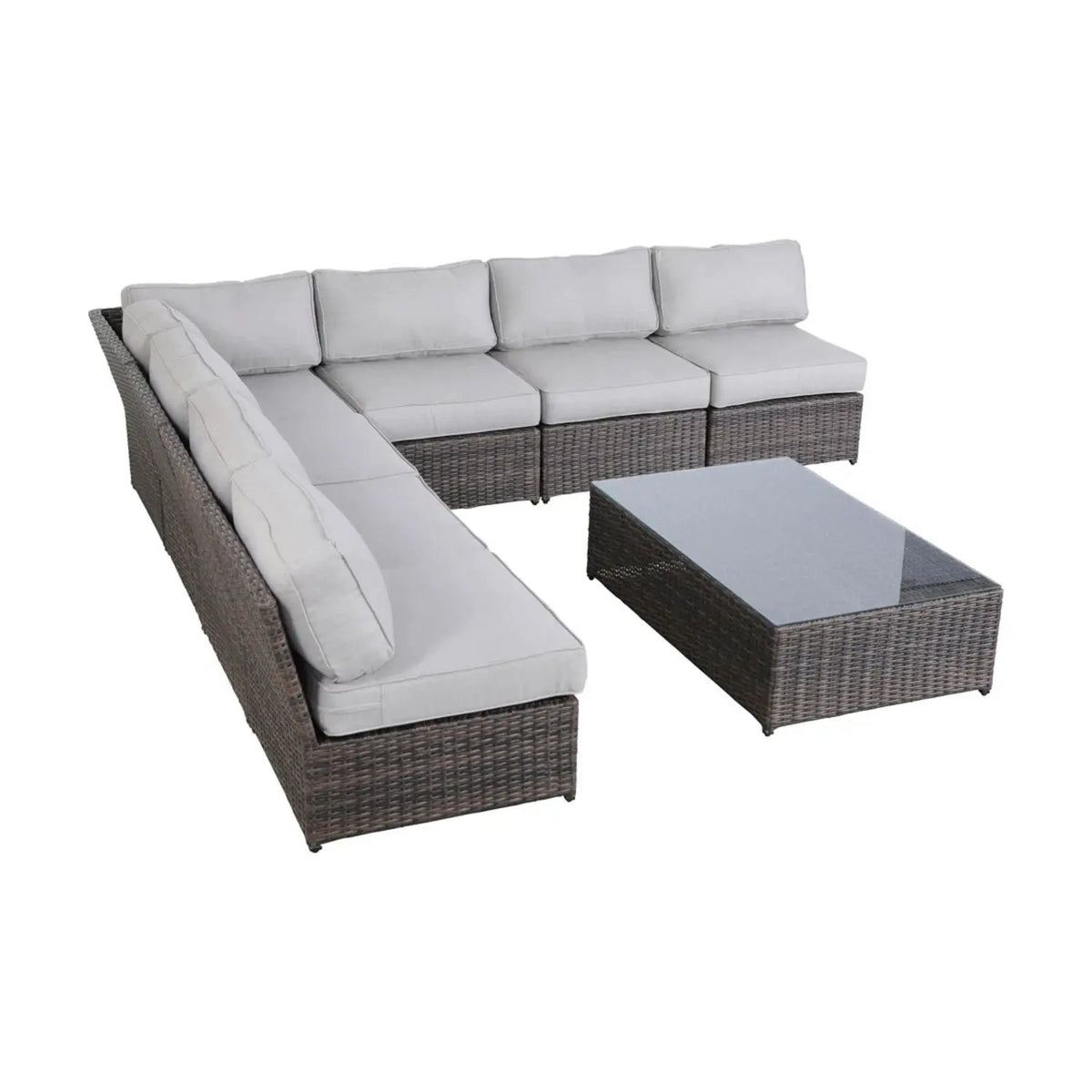Outdoor Rattan Sectional Set | Half-Round HDPE Wicker | Rustproof Aluminum Frame | Fully Assembled
