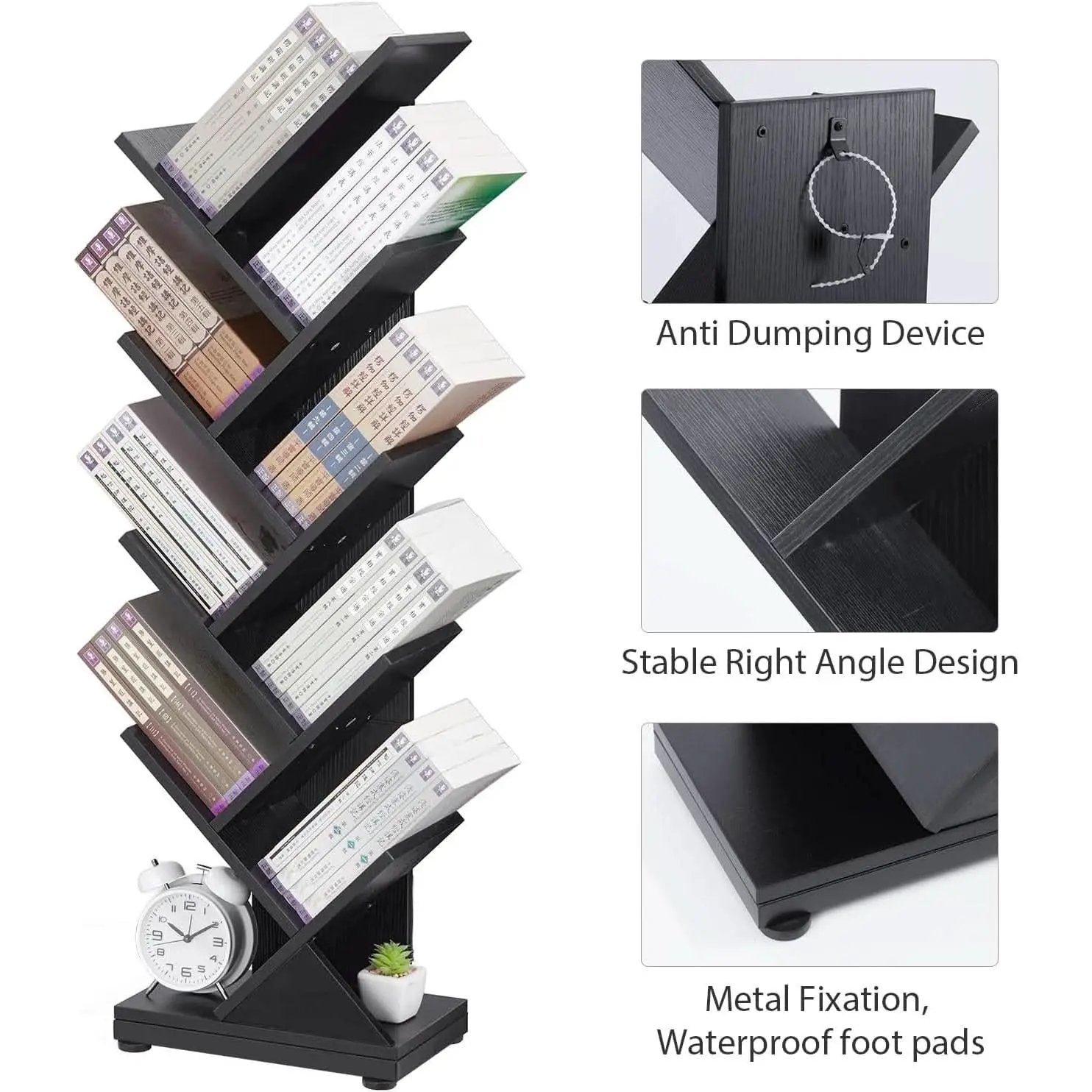 8 Tier Tree Bookshelf Natural Wood Finish Bookcase from PriceLows™