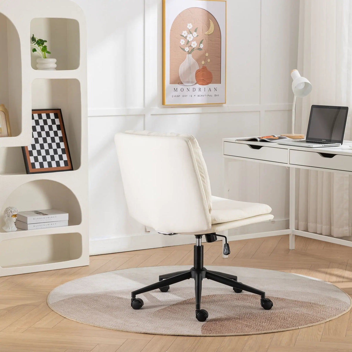 Dining Swivel Chair | Height Adjustable | Criss Cross Frame | White