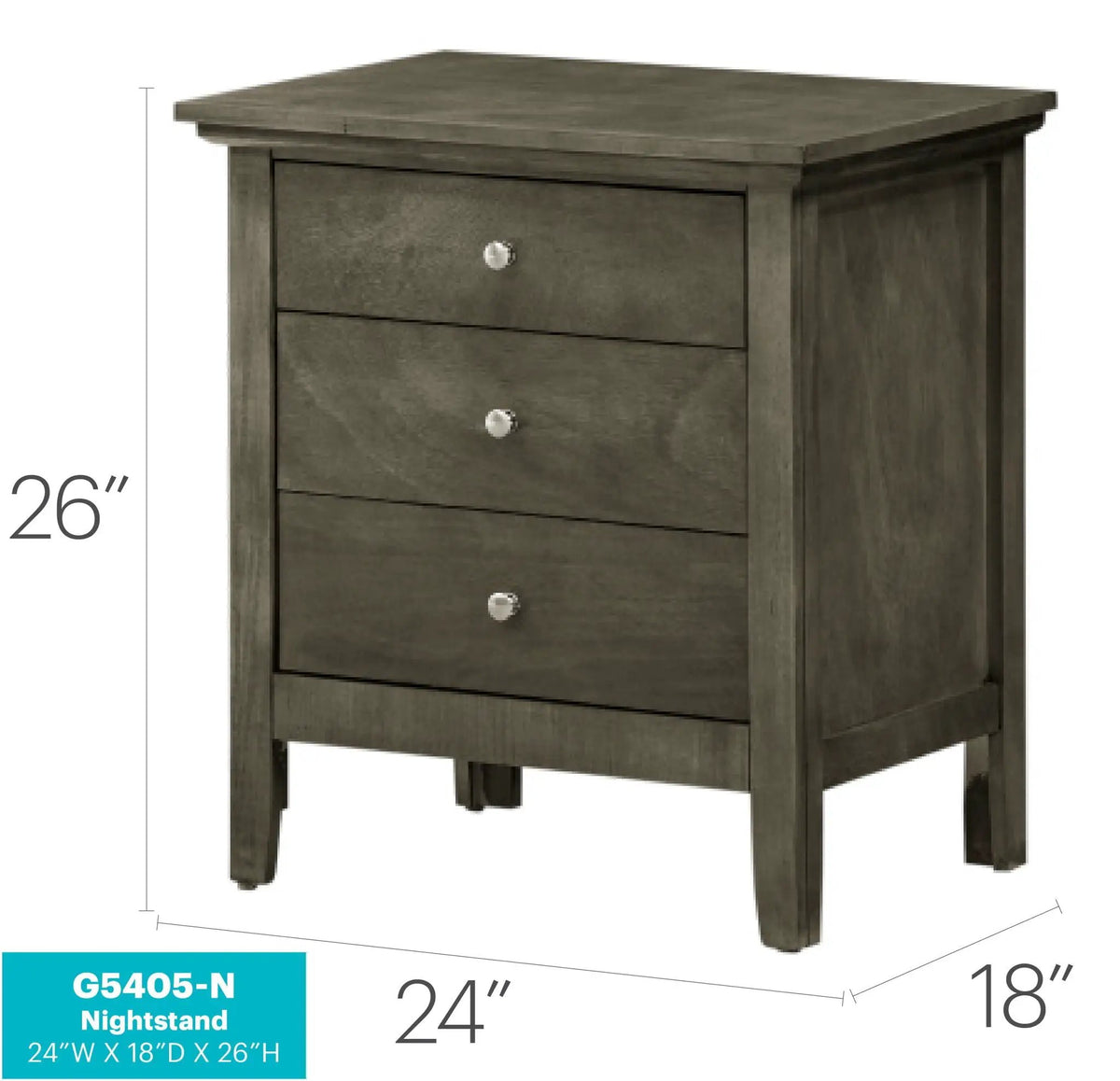 3 Drawer Nightstand | Real Wood Veneer | Dovetail Joints | Fully Assembled