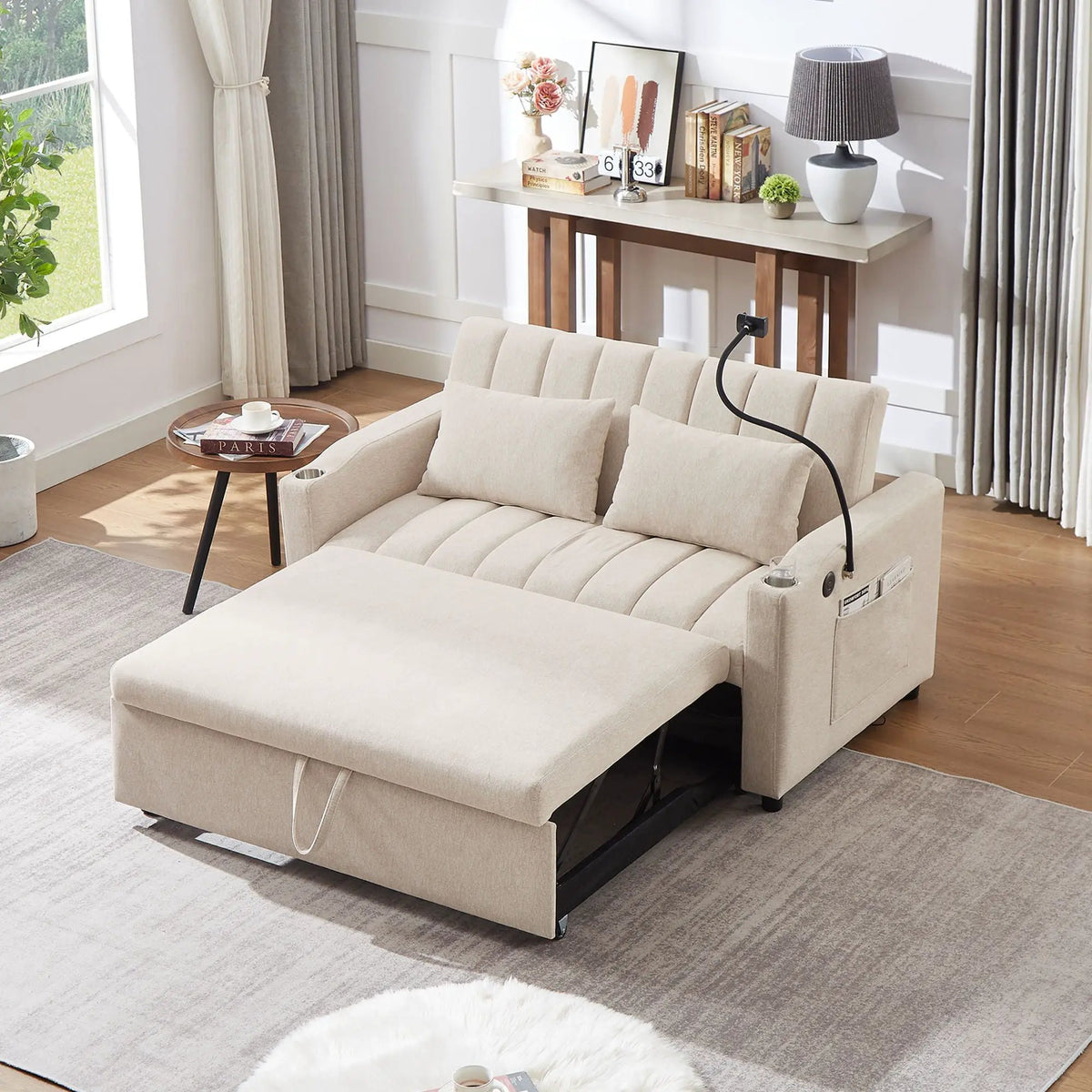 Convertible Sofa Bed | Adjustable Backrest | USB Charging Ports