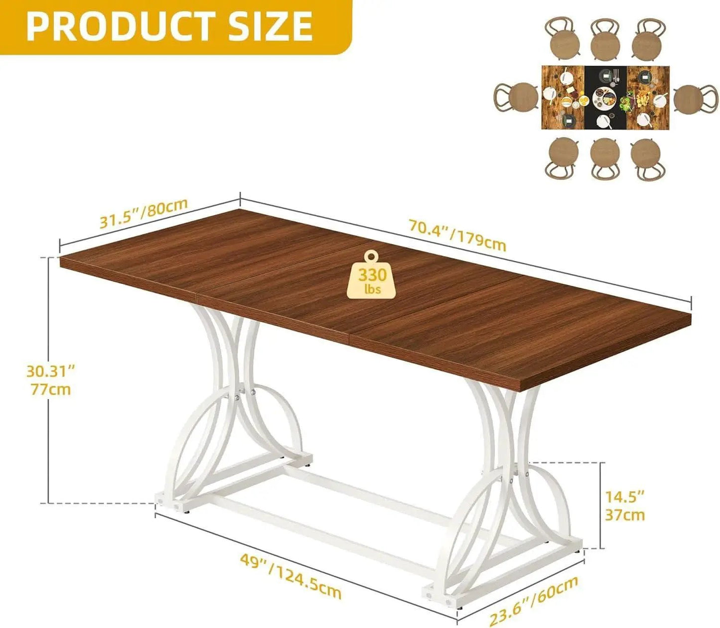 Walnut Rectangular Dining Table With Thick Top Seats 6 8 from PriceLows™