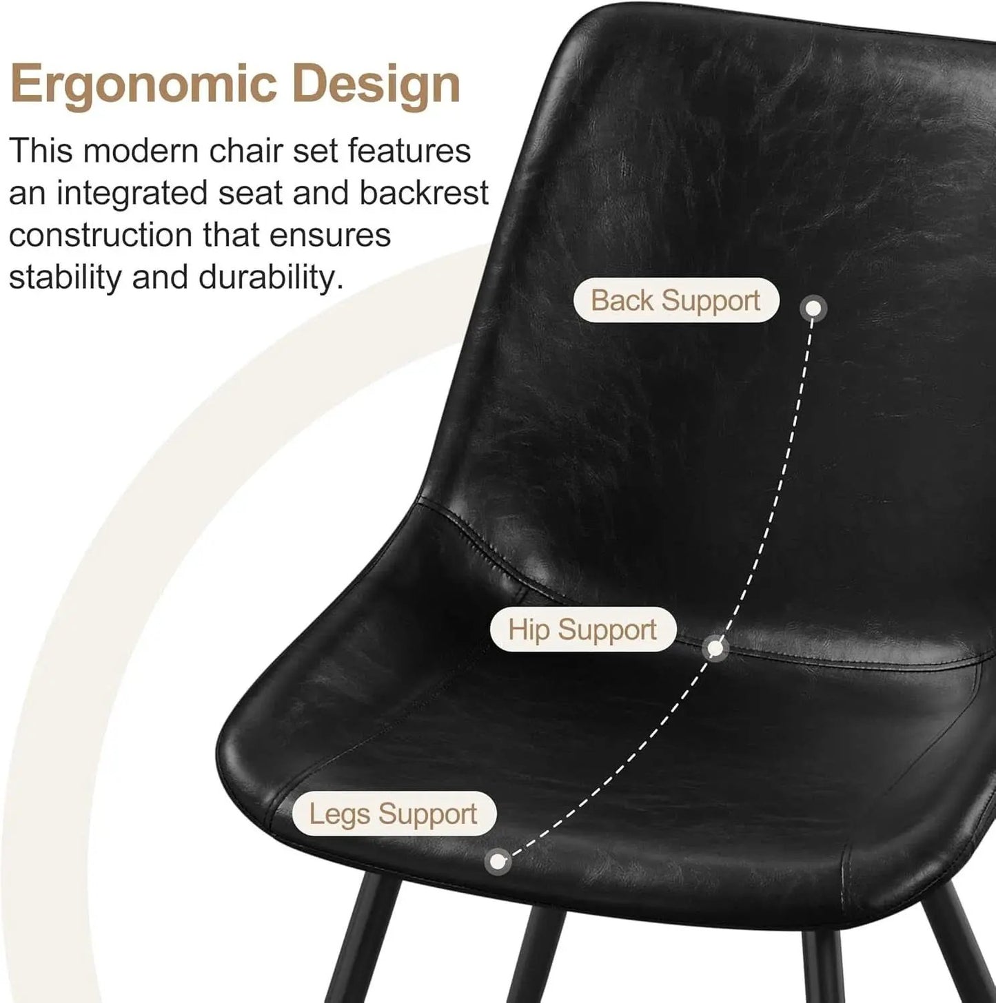Mid Century Black Faux Leather Dining Chairs Set Of 2 from PriceLows™