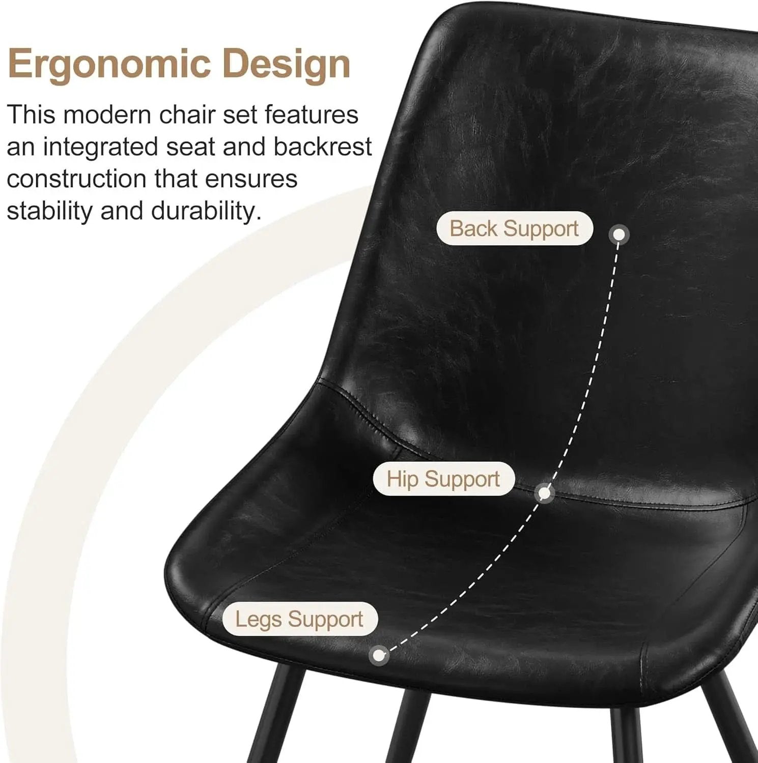 Mid Century Black Faux Leather Dining Chairs Set Of 2 from PriceLows™