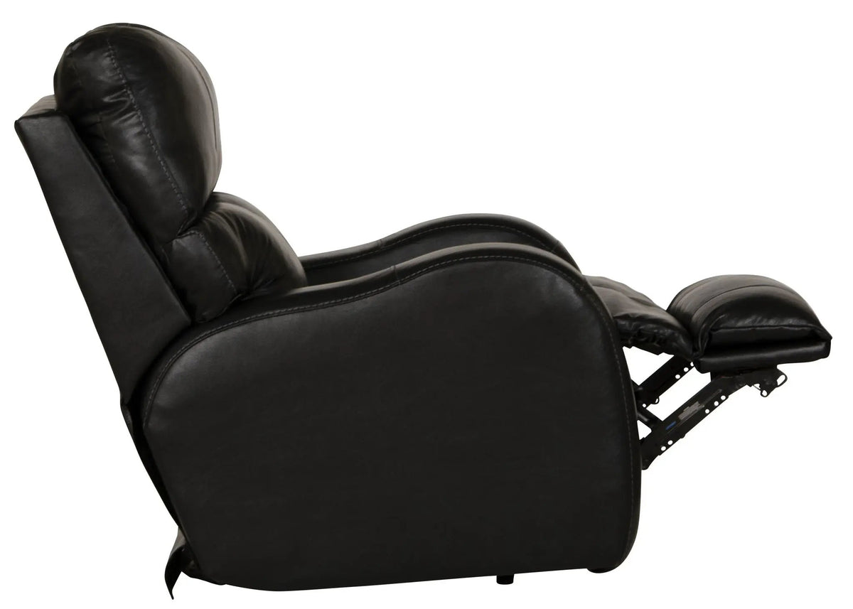 Leather Power Recliner | Lay Flat | Power Headrest | Gunmetal Black