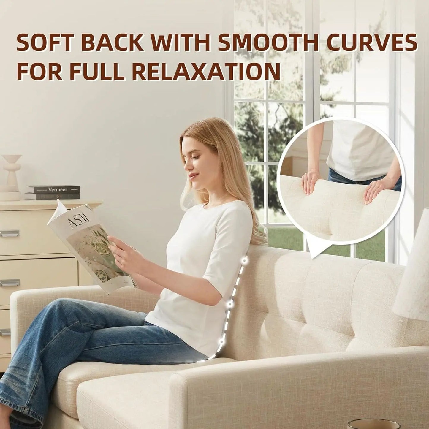 Modern Compact Beige Loveseat For Small Living Rooms from PriceLows™