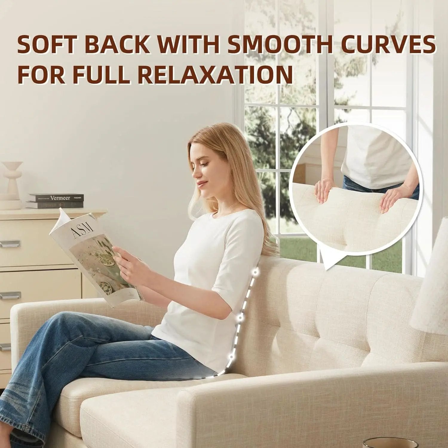 Modern Compact Beige Loveseat For Small Living Rooms from PriceLows™