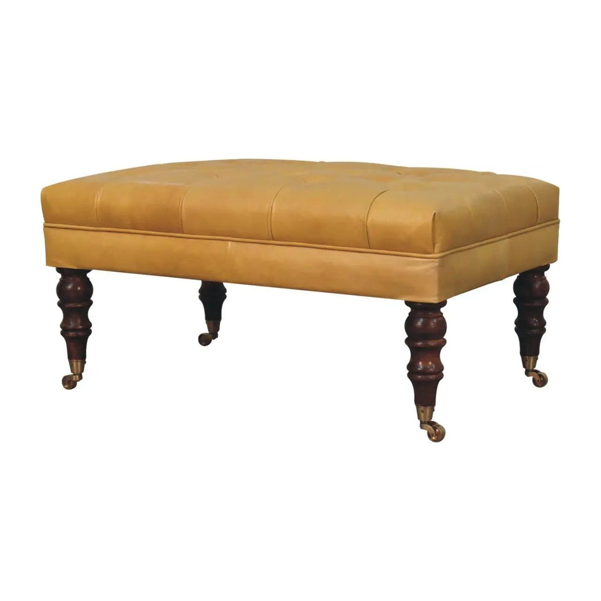 Buffalo Ottoman With Castor Legs | 7 Pieces | Mango Wood | Living Room