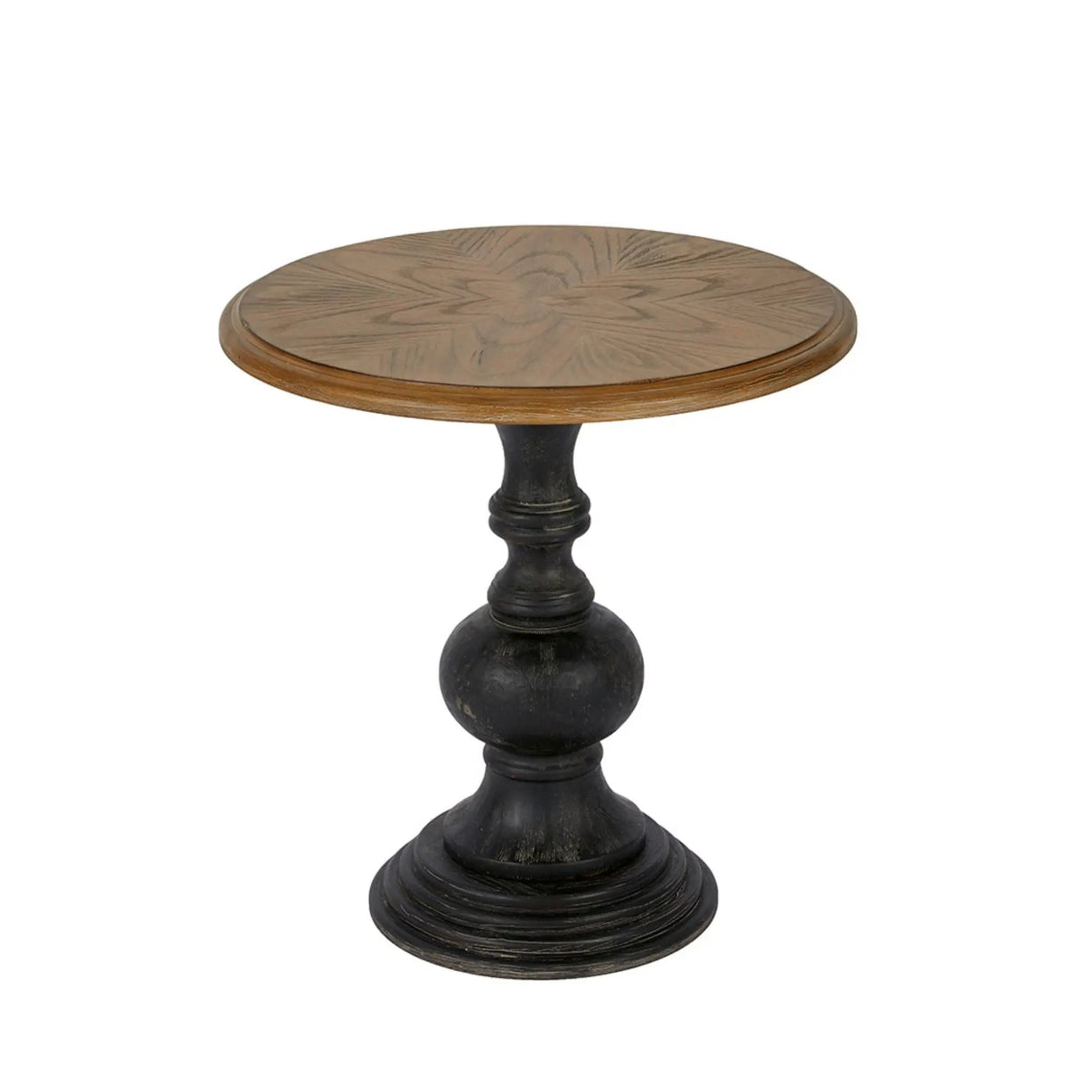 Reclaimed Walnut Accent Table | Natural Finish | Black Wood Base | Ash Veneer Top