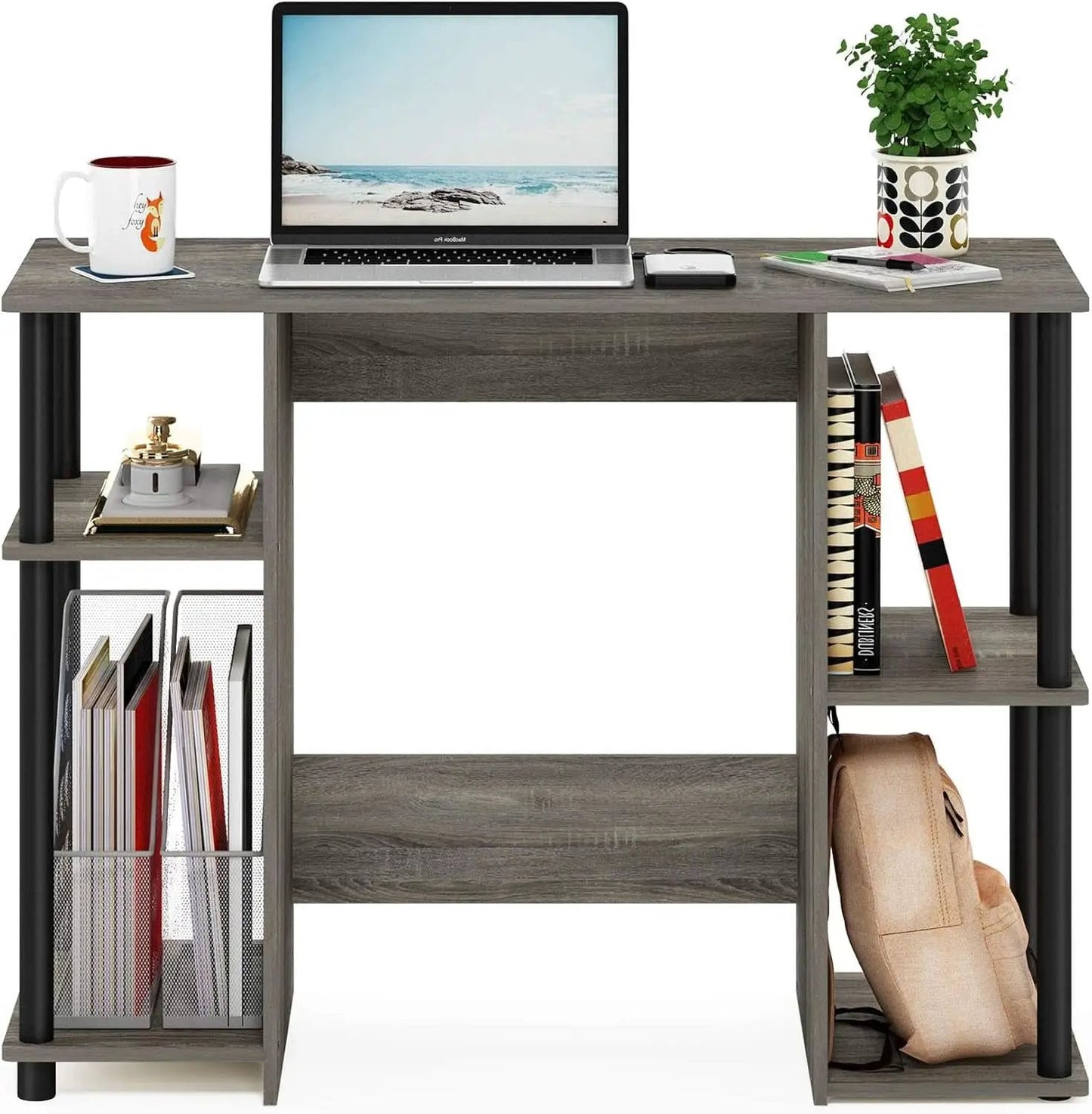 Jaya Computer Study Desk With Open Storage Grey Black from PriceLows™