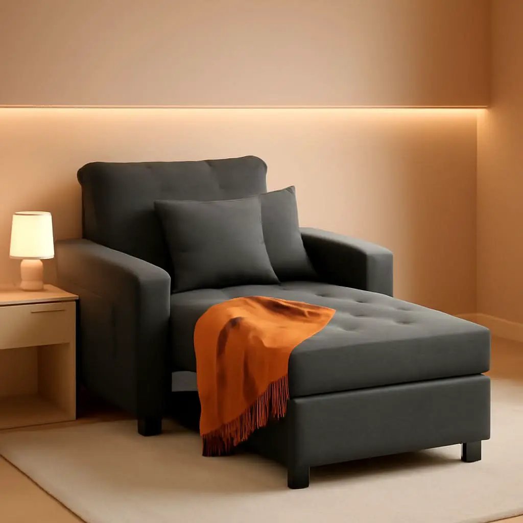 36 Inch Convertible Sleeper Chair GreyTexturedFabric from PriceLows™