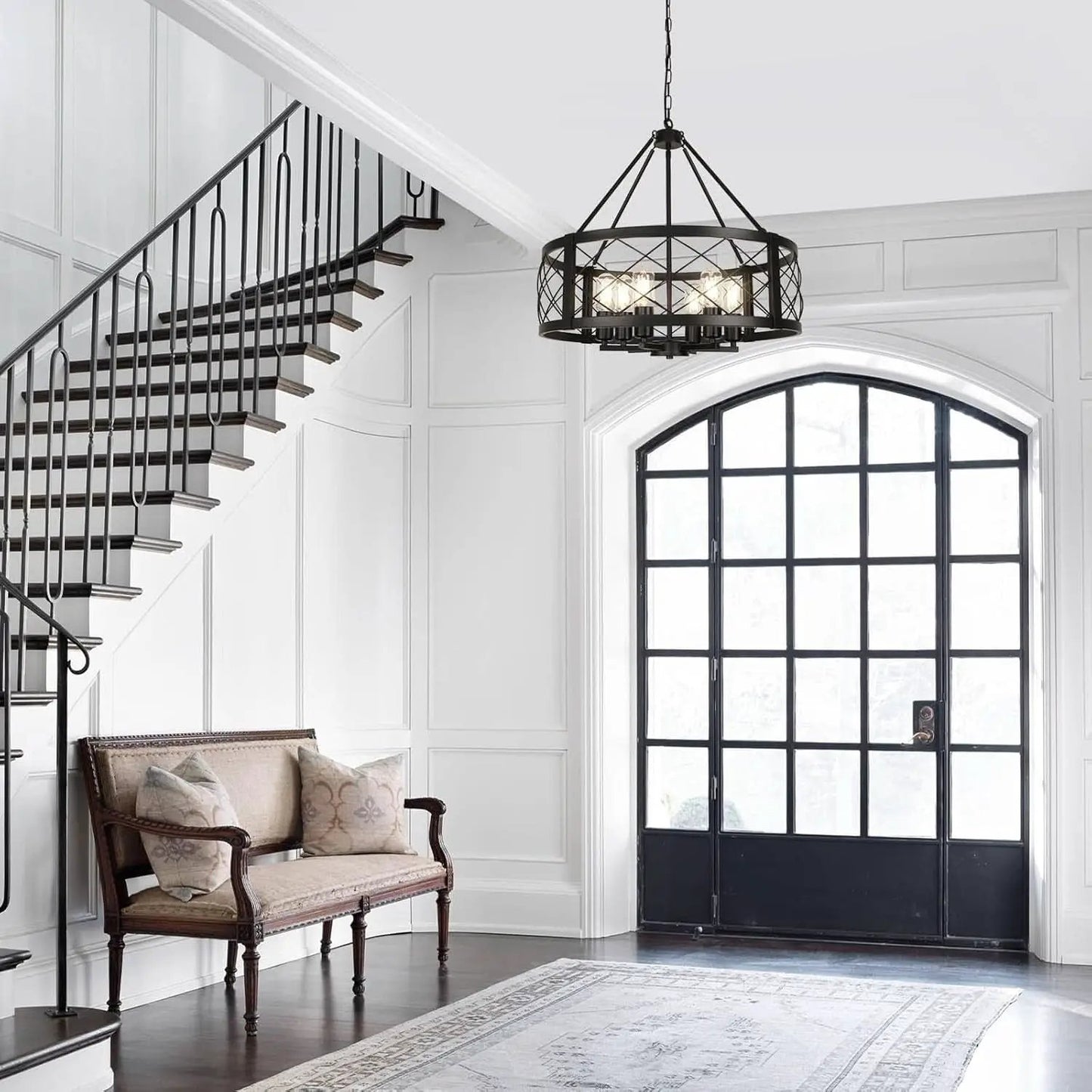 6 Light Black Rustic Drum Chandelier For Dining Room from PriceLows™