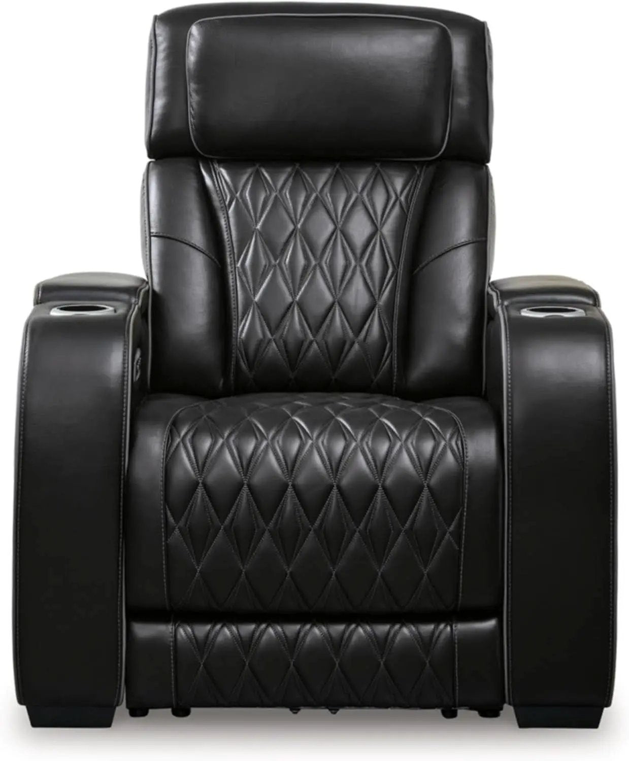 Black Leather Power Recliner With Adjustable Headrest from PriceLows™