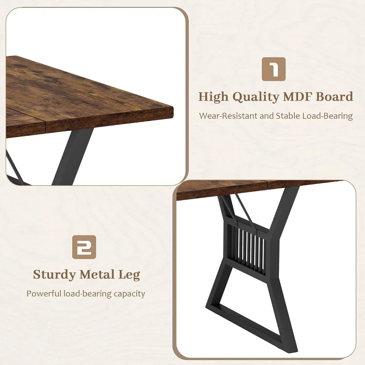 70.8 Inch Farmhouse Dining Table With Heavy Duty Metal Legs from PriceLows™
