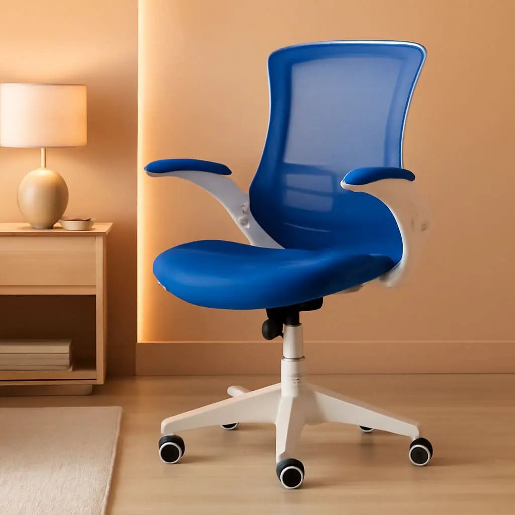 Ergonomic Office Chair Blue Mesh With White Frame Mid Back from PriceLows™