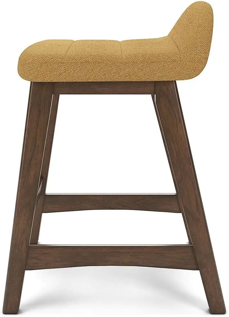Mustard Brown Upholstered Counter Height Bar Stool Set Of 2 from PriceLows™