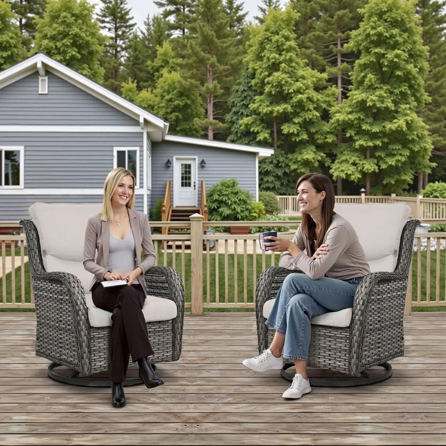 Swivel Rocker Patio Chairs Set with Cozy Coffee Table from PriceLows™