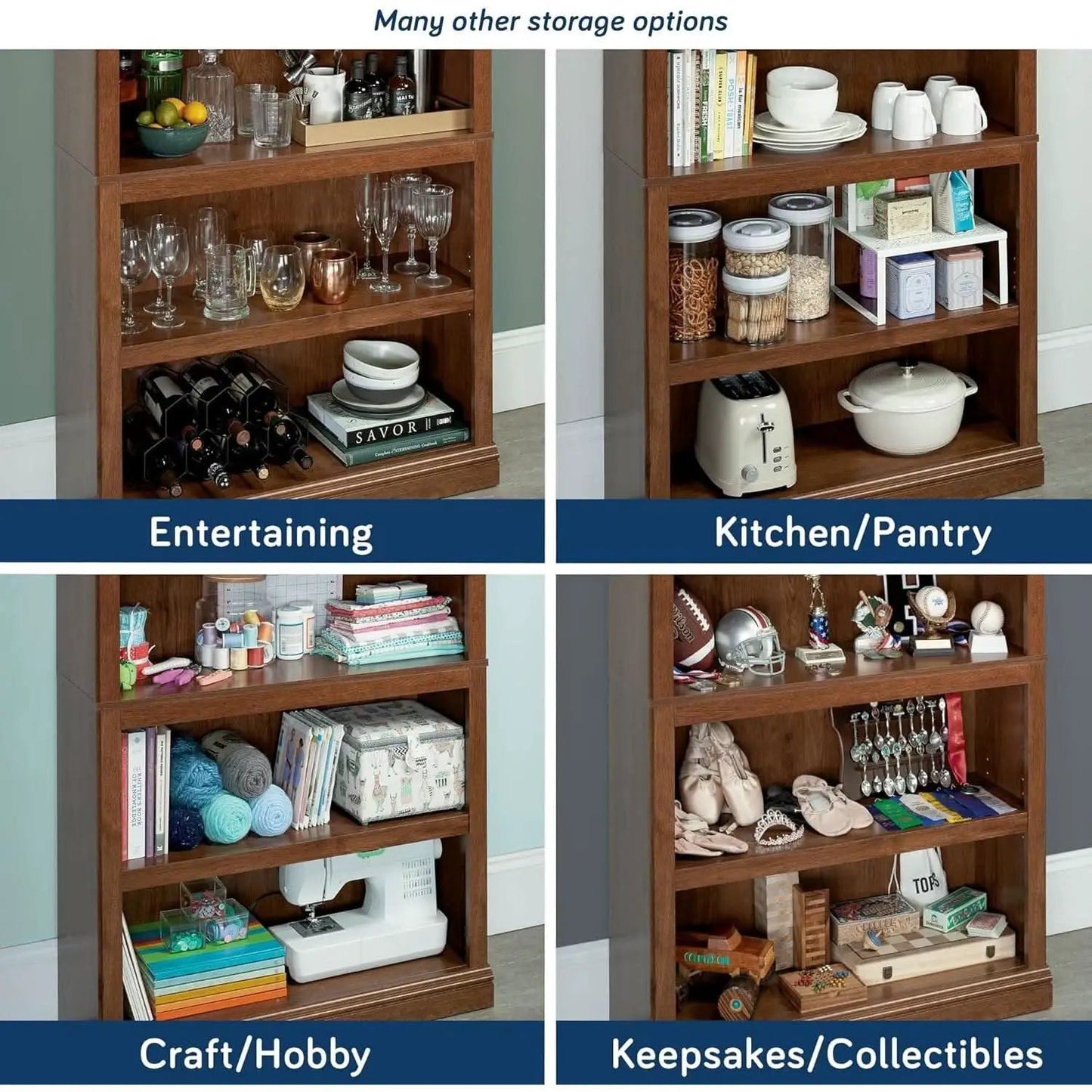 Five Shelf Bookcase In Oiled Oak Finish 35.28 Length 13.23 Width 69.76 Inches from PriceLows™