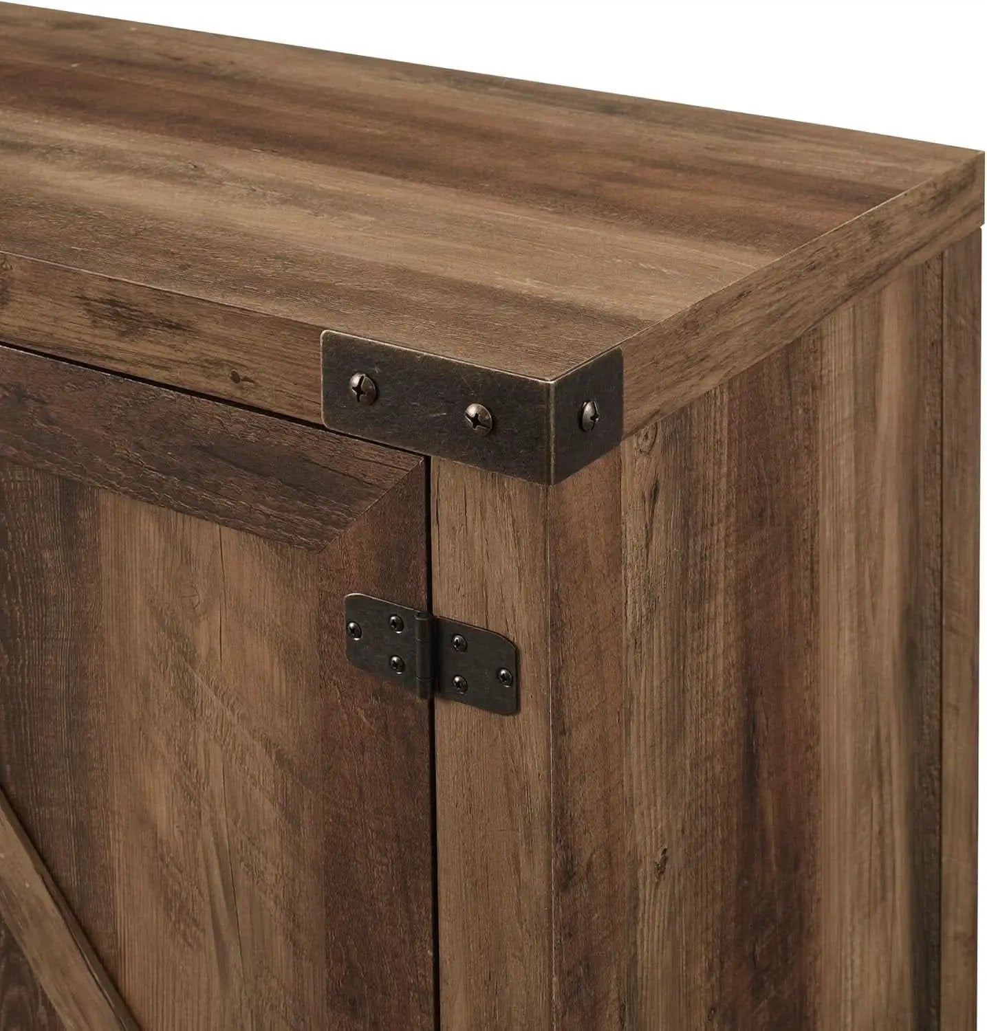Rustic Oak TV Stand With Double Barn Doors Up To 80 Inch from PriceLows™