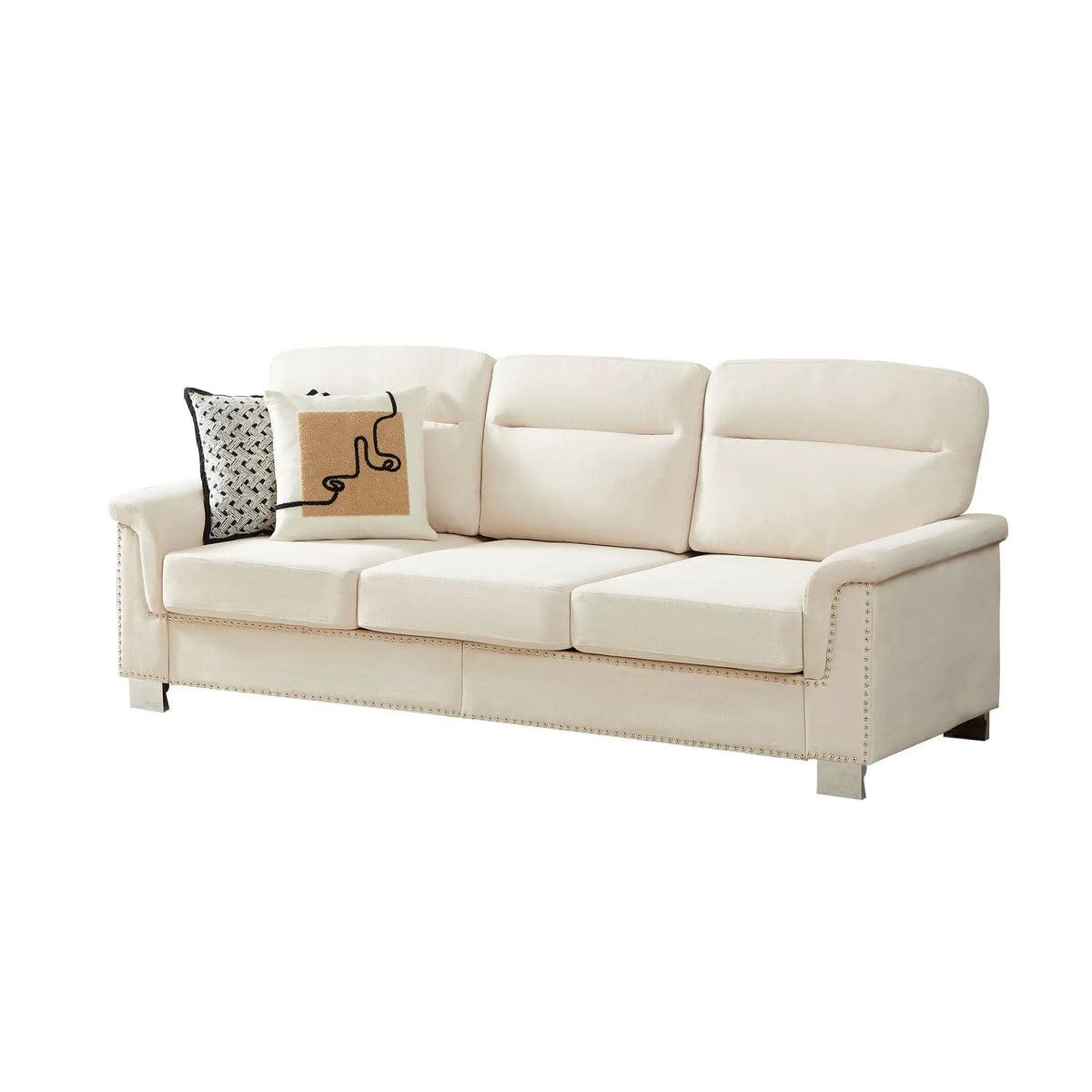3 Seater Stationary Sofa | High-Density Foam And Spring Pack | 84.2 Inch Length | Solid Structure