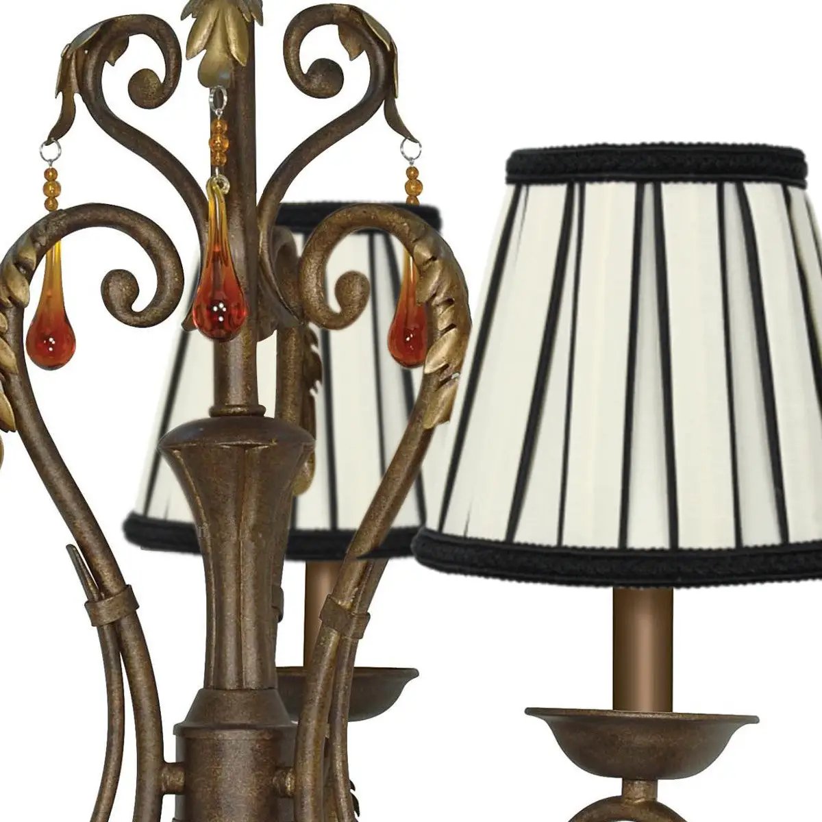 Chandelier Lampshade | 5 Inch Square | Eggshell Shantung | Black Clip-On