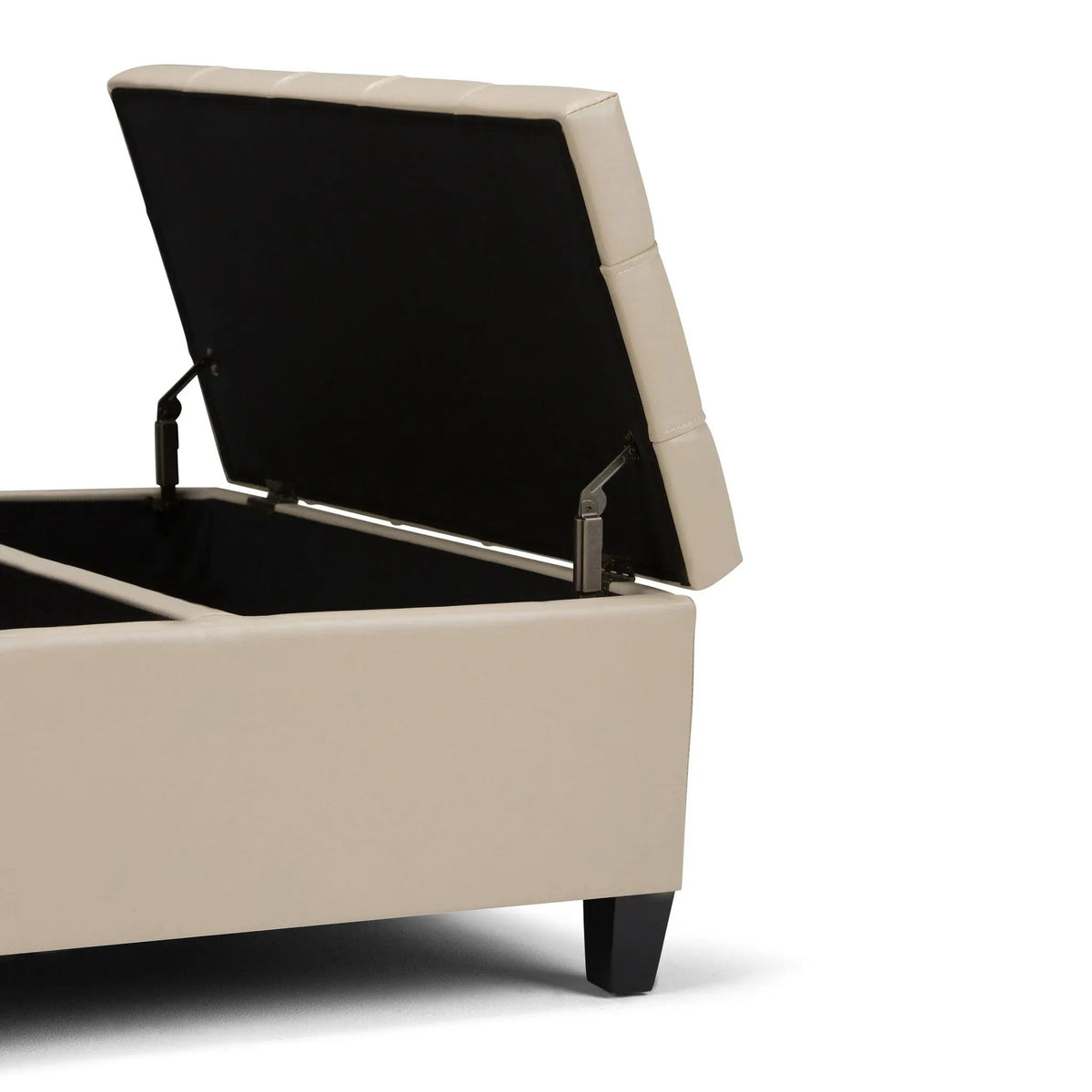 Coffee Table Storage Ottoman | Lift Top Hinge | Solid Wood Base | Large Square
