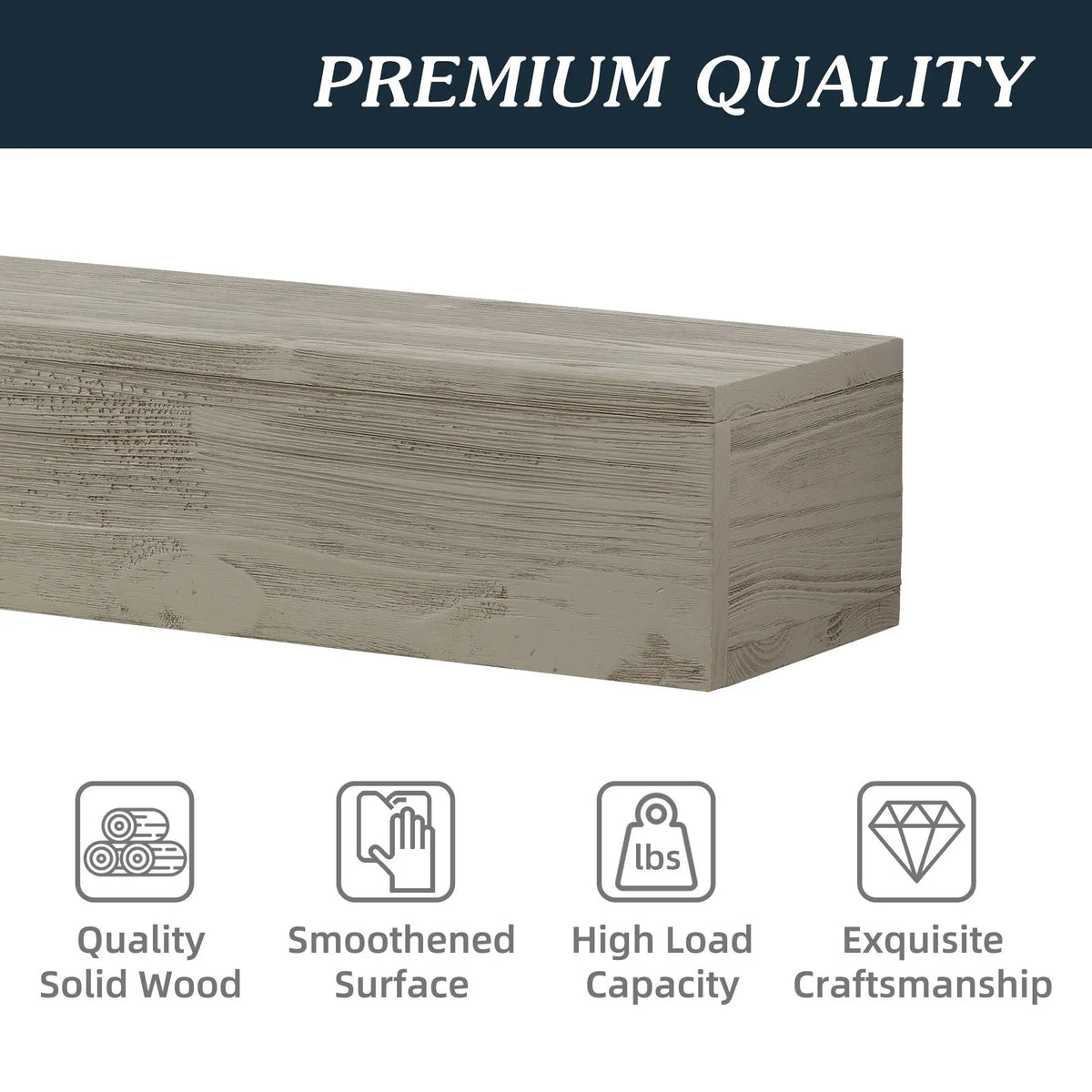 Floating Mantel | Solid Cedar Wood | 9 Inch Thick | 50 Lb Capacity