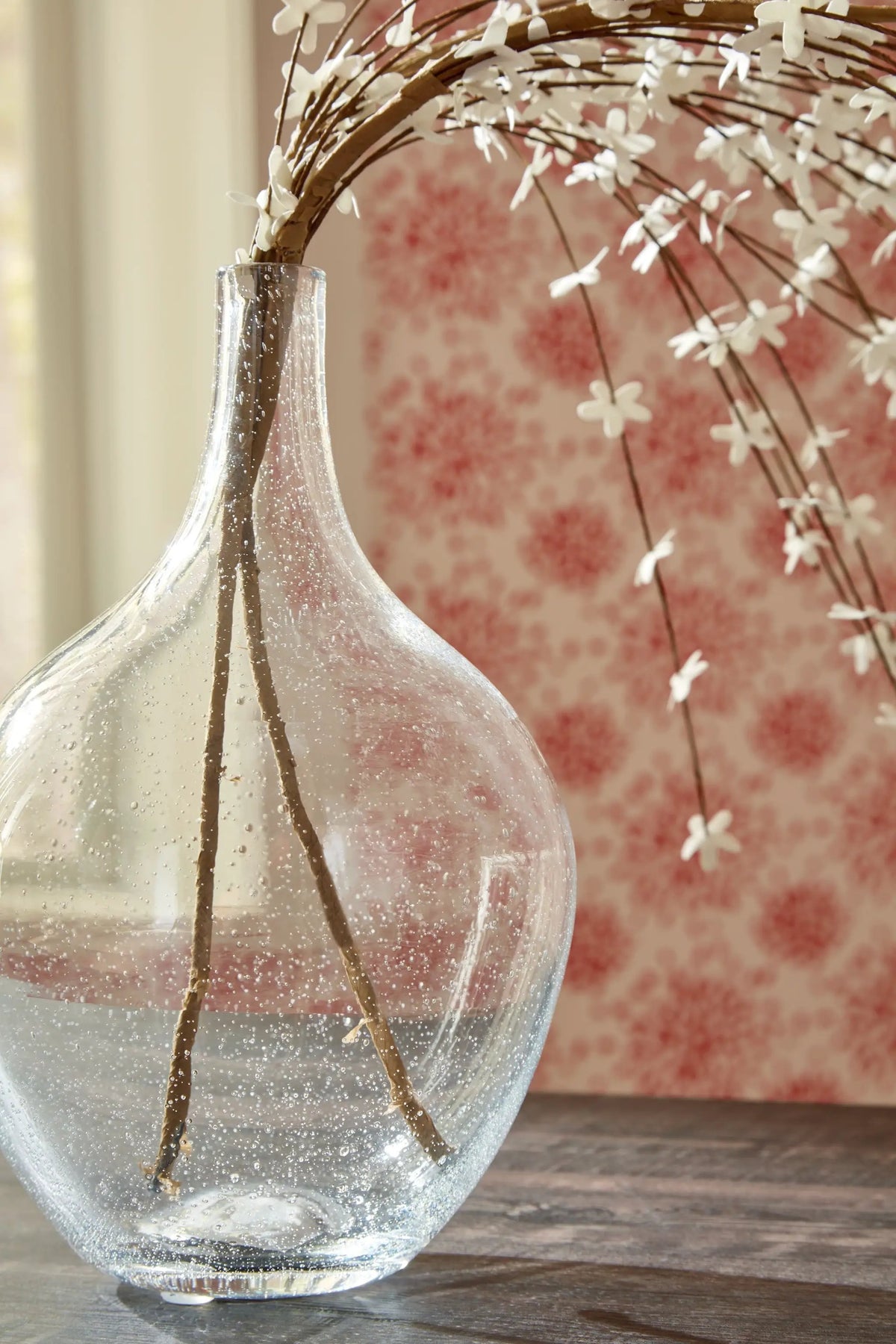 Kurthorne Clear Seeded Glass Vase | Weathered Beauty | Casual Charm | 9 Inch Height
