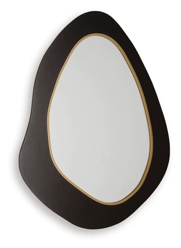 Kierlock Accent Mirror | 32.38 x 0.5 x 40.25 in | Living Room Furniture | Black / Gold Finish