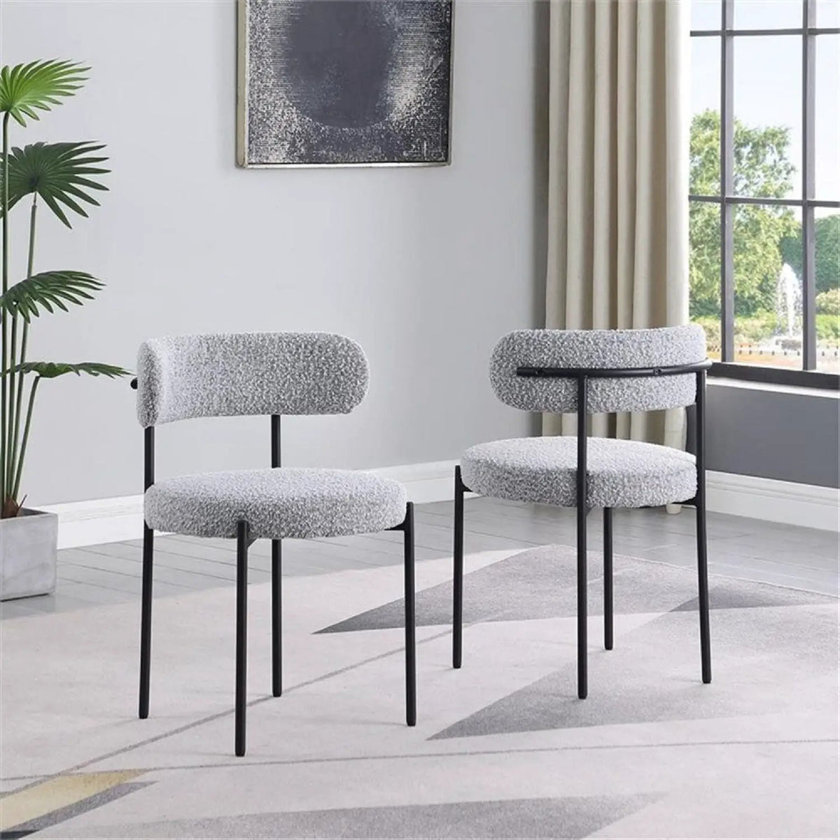 Upholstered Kitchen Chairs | Fabric Upholstery | Metal Legs | Set Of 2