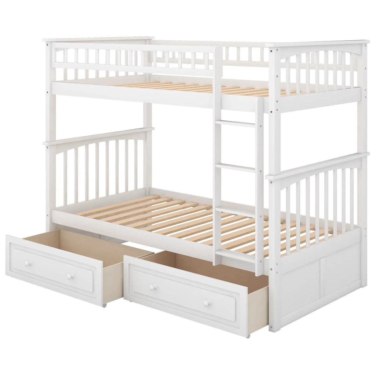 Twin Over Twin Bunk Bed | With Storage Drawers | Convertible | Twin Size