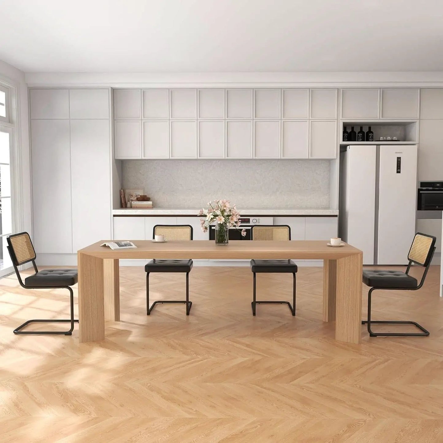 Mid Century Upholstered Cantilever Dining Chairs Black from PriceLows™