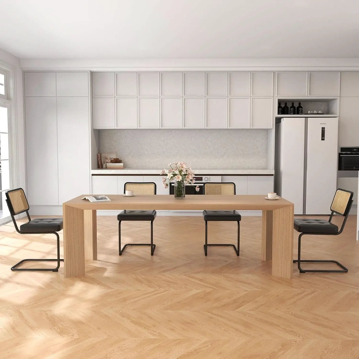 Mid Century Upholstered Cantilever Dining Chairs Black from PriceLows™