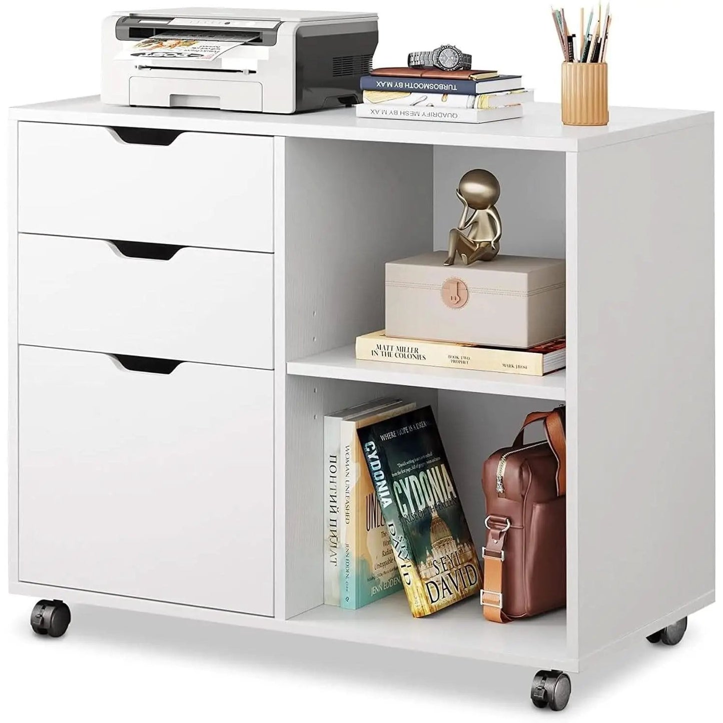 Rolling 3 Drawer File Cabinet With Printer Stand For Office from PriceLows™