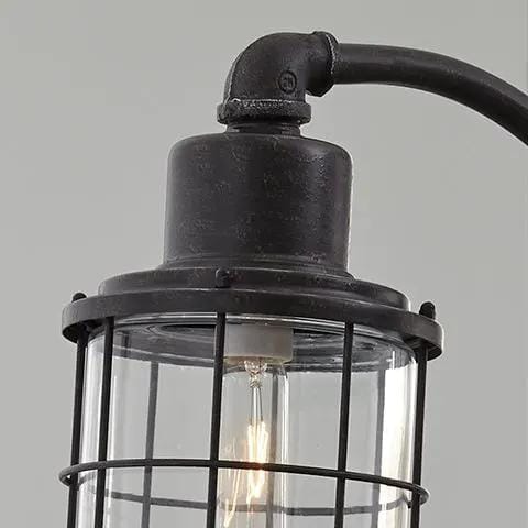 Jae Metal Desk Lamp | 14 x 7.75 x 33.25 in | Glass & Metal | Antique Black